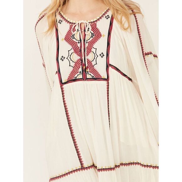 Free People Women's Sweet Escape Midi Dress boho embroidered small - Picture 4 of 12